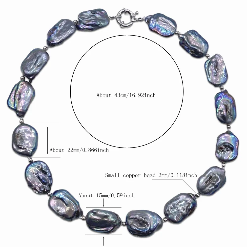 Ожерелье из натурального пресноводного жемчуга Прямоугольный плоский жемчуг