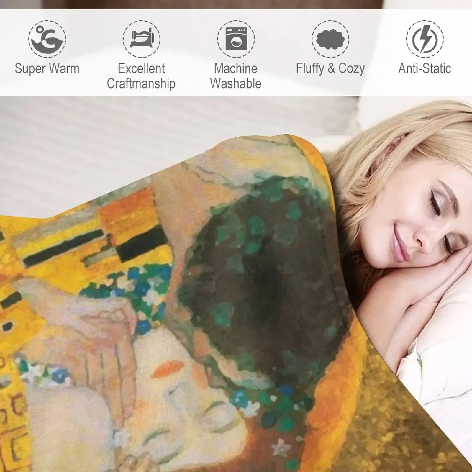 Густав Климт | Плед The Kiss ворсистый Утяжеленный спальный мешок одеяла