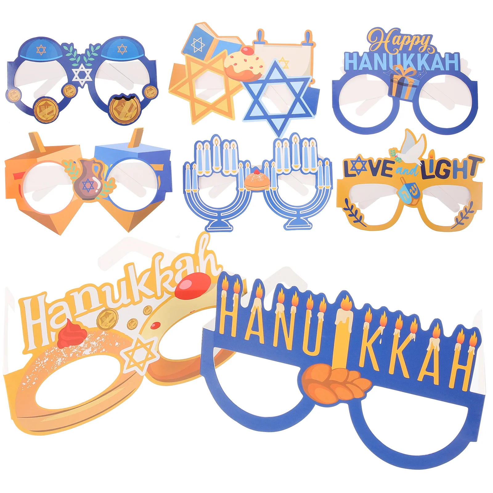 

Happy Hanukkah Eyeglasses Cartoon Paper Eyeglasses Prop Hanukkah Party Eyewear for Happy Chanukah Festival Party Decoration