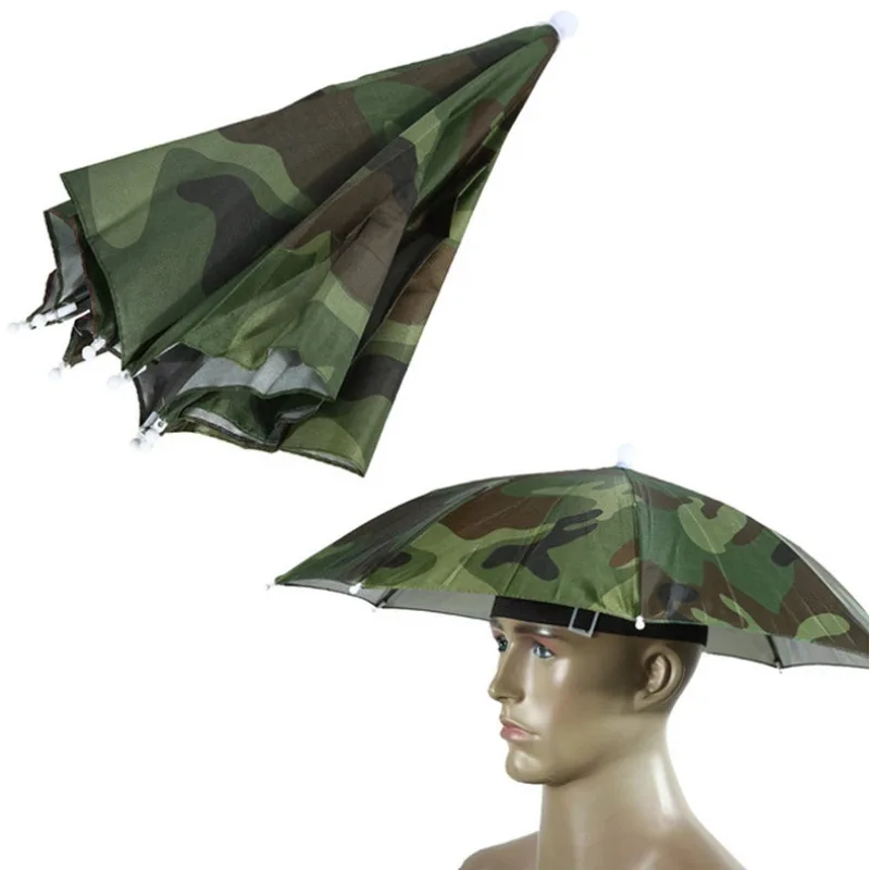 

Portable Umbrella Hat Outdoor Foldable Head-Mounted Umbrella Anti-Rain Anti-Sun Beach Fishing Hiking Camping Headwear Umbrella