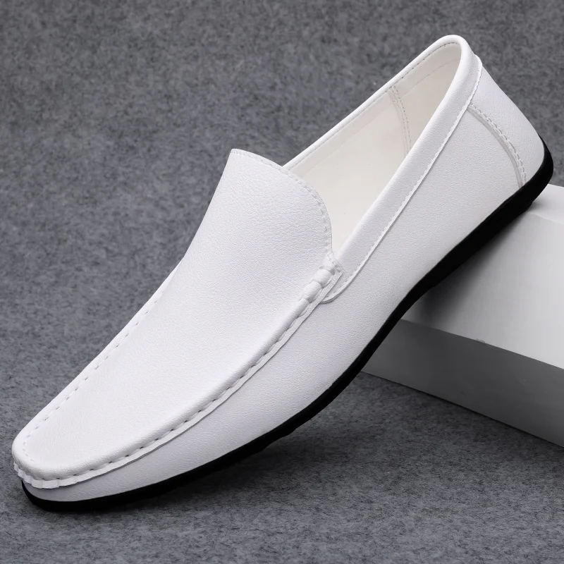 

ST254 Men Leather Casual Shoes Microfiber Slip on Loafers Male Light Formal Moccasins Ltalian Black Driving Shoe Plus Sizes 47