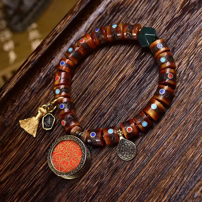 Дуобао инкрустированная костью яка одинарная обертка шесть слов прислов