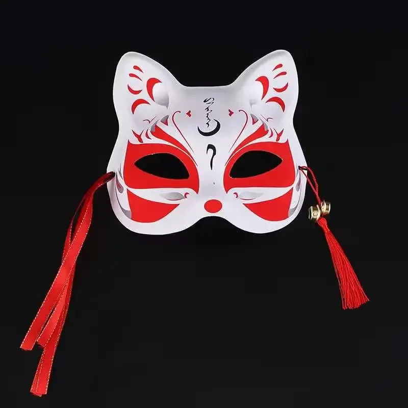 

Японская маска лисы, ручная роспись, маска кошки на половину лица, мяч для макияжа, праздничная вечеринка, реквизит для косплея, аниме Expo Essentials