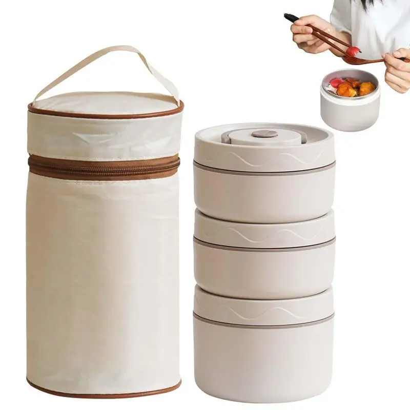 

Thermo Lunch Box Set Stainless Steel Lunch Containers For Adults Leak-proof Lunch Box Containers Portable Stackable Food