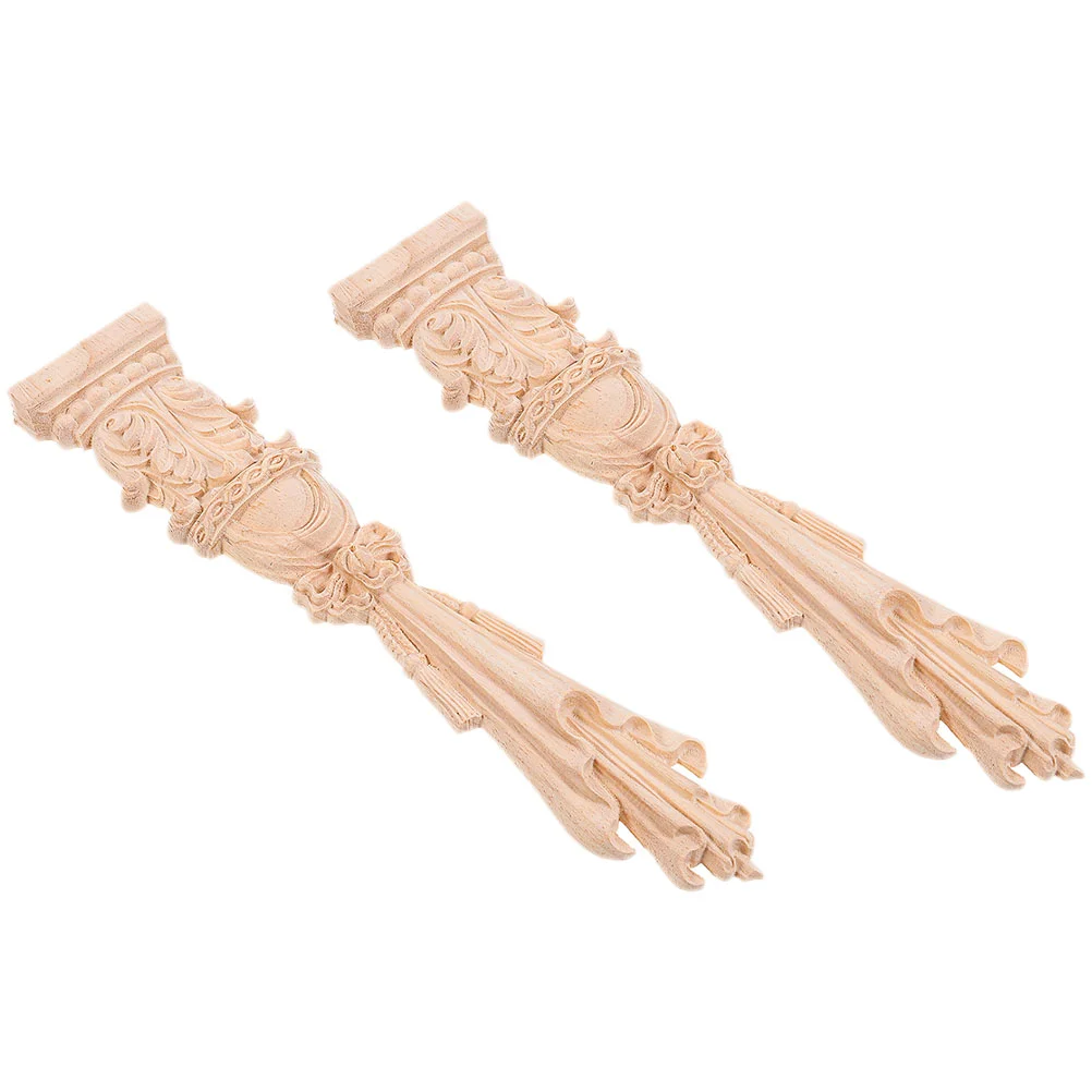 

2pcs Furniture Wooden Onlay Decors Cabinet Door Decorative Wood Appliques
