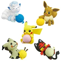 anime pokemon gashapon toys pikachu litten eevee playing yarn ball action figure model cute kids toys christmas gifts