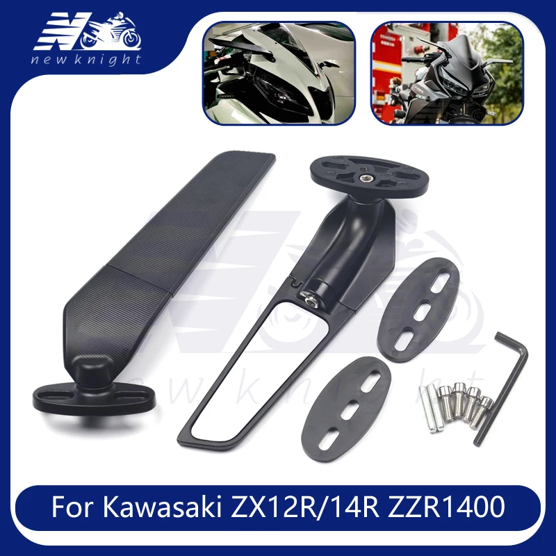 

2022New Motorcycle Mirrors Modified Wind Wing Adjustable Rotating Side Rearview Mirror For KAWASAKI ZX12R ZX14R ZZR1400 TR1400