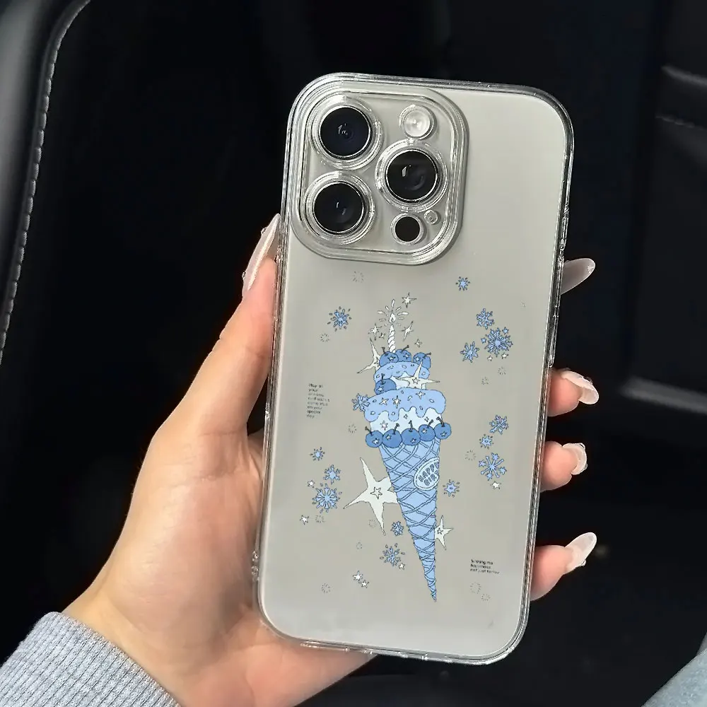 Фото Силиконовый чехол для телефона Blue Cherry Ice Cream для IPhone 17 16 15 14 13 12 11 Pro Xs Max Air Mini 7 8 6 6s Plus SE 2020 2022 Cover №5