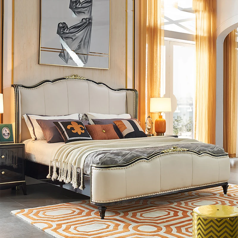 

1.8m Leather Double Bed Wedding Luxury Japanese King Size Bed With Storage Space Square Nordic Teenager Camas De Casal Furniture