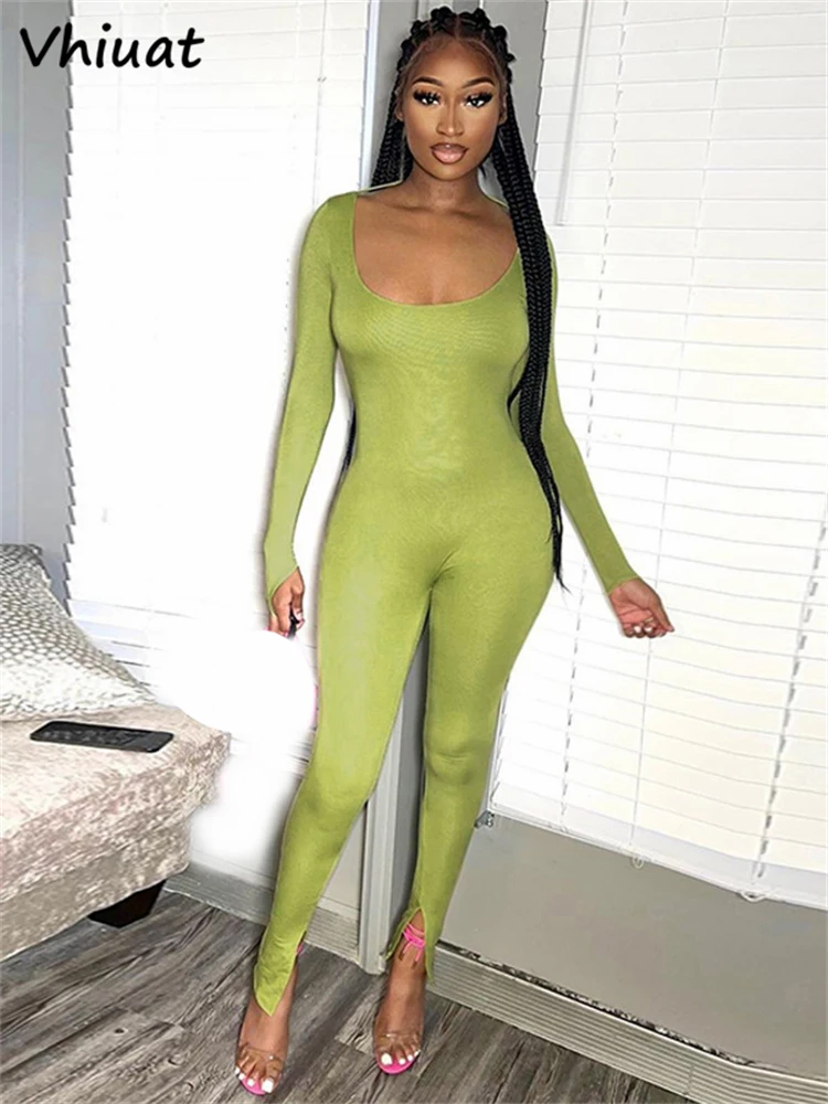 

Vhiuat Autumn Winter Basic Elegant Jumpsuit Women Fashion Long Sleeve Rompers Sexy Outfits 2022 Streetwear Skinny Overalls Club