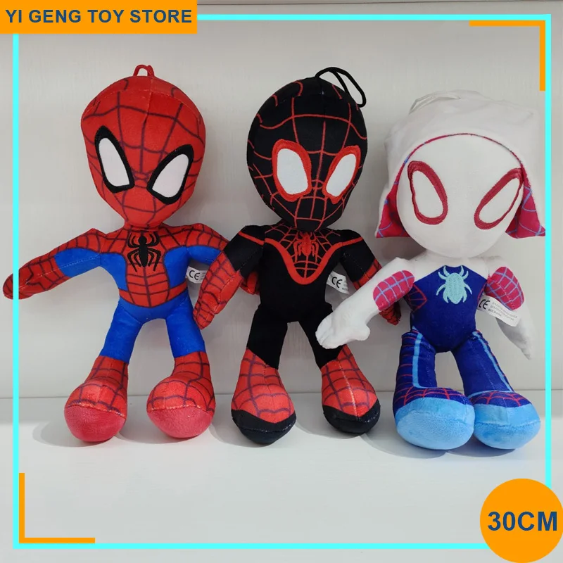 

30cm Marvel Spiderman Plush Spider Man Into The Spider Verse Miles Morales Gwen Stacy Soft Stuffed Cartoon Kawaii Figure Toys