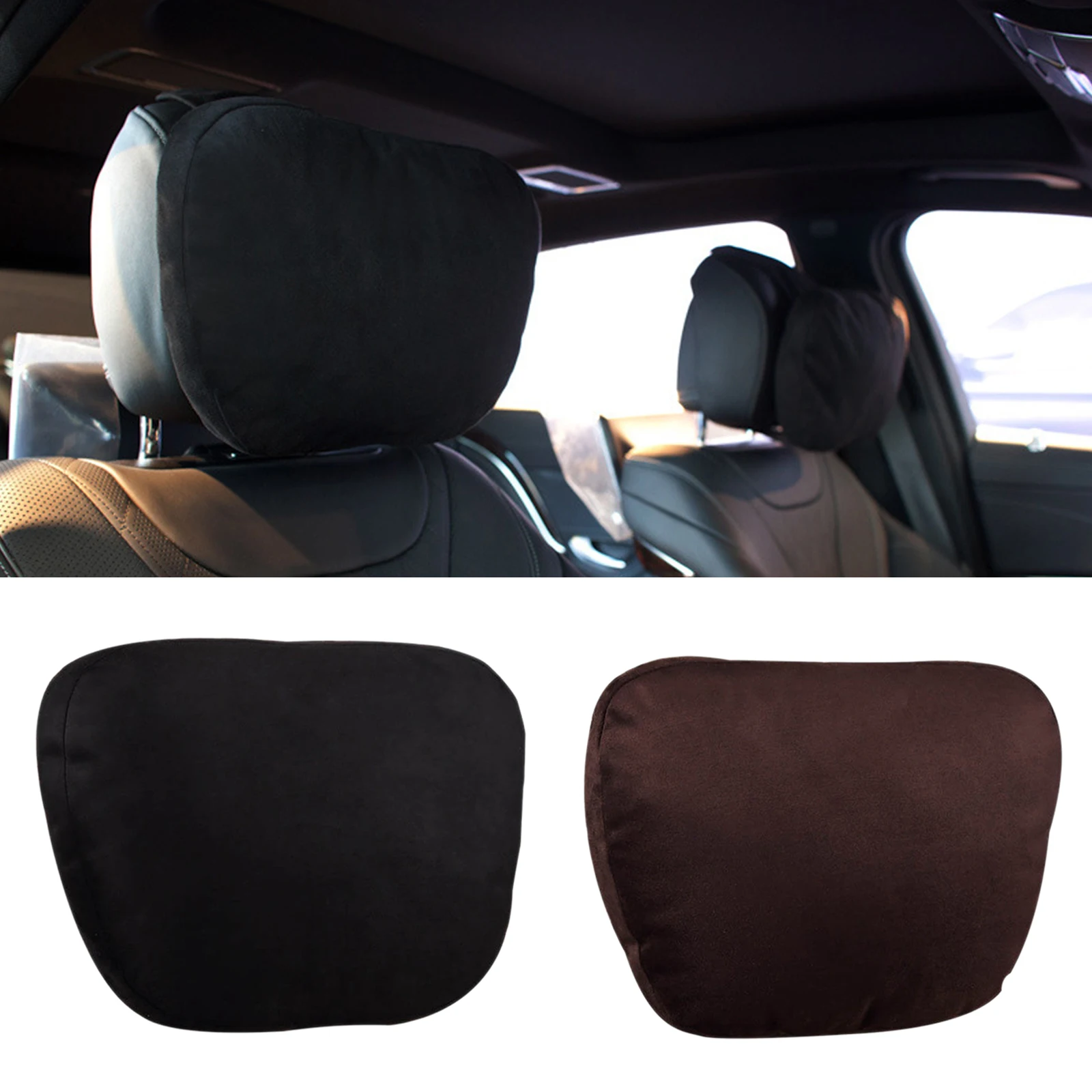 

High End Suede Car Headrest Neck Support Seat S Class Soft Universal Adjustable Car Pillow Neck Rest Cushion