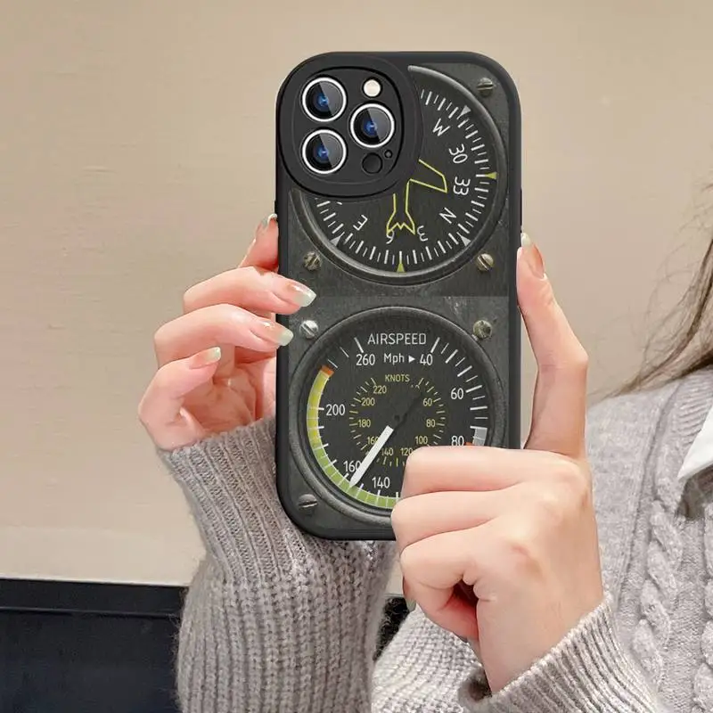Aviation Aeroplane Helicopter Cockpit Instrument Phone Case Hard Leather For iPhone 14 13 12 Mini 11 14 Pro Max Xs X Xr 7 8 Plus