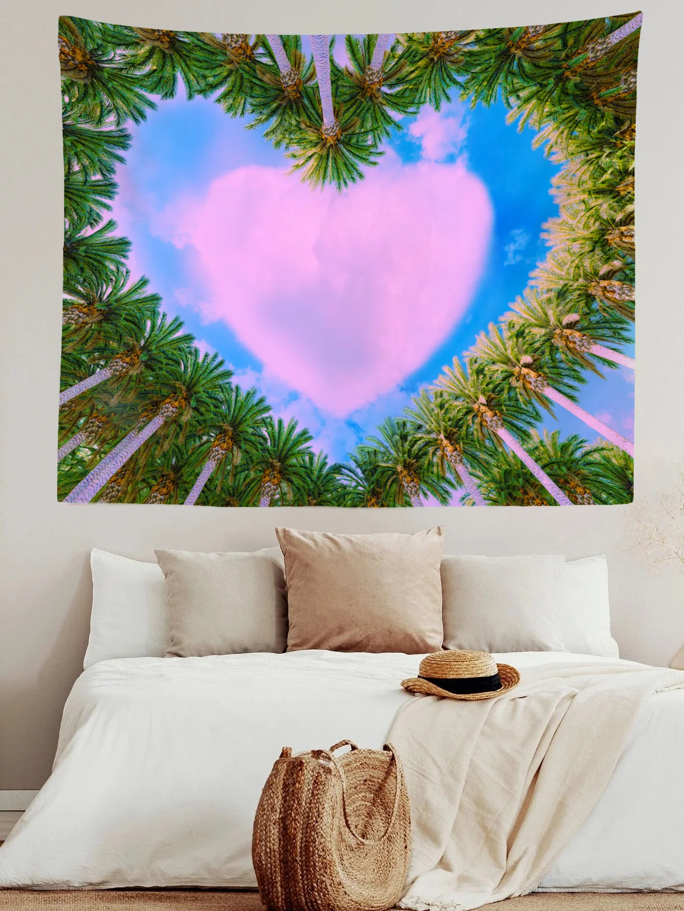 

Pink Heart Background Tapestry Bohemian Decoration Bedroom Girl Tapestries Wall Decorations Living Room Wall Hanging Tapestries