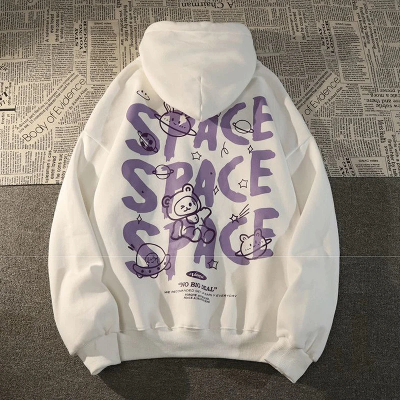

Women Hoodie Hoodies Bear black tops clothing Sleeve Female clothes Print Sweatshirt grunge vintage Harajuku Winter aesthetic