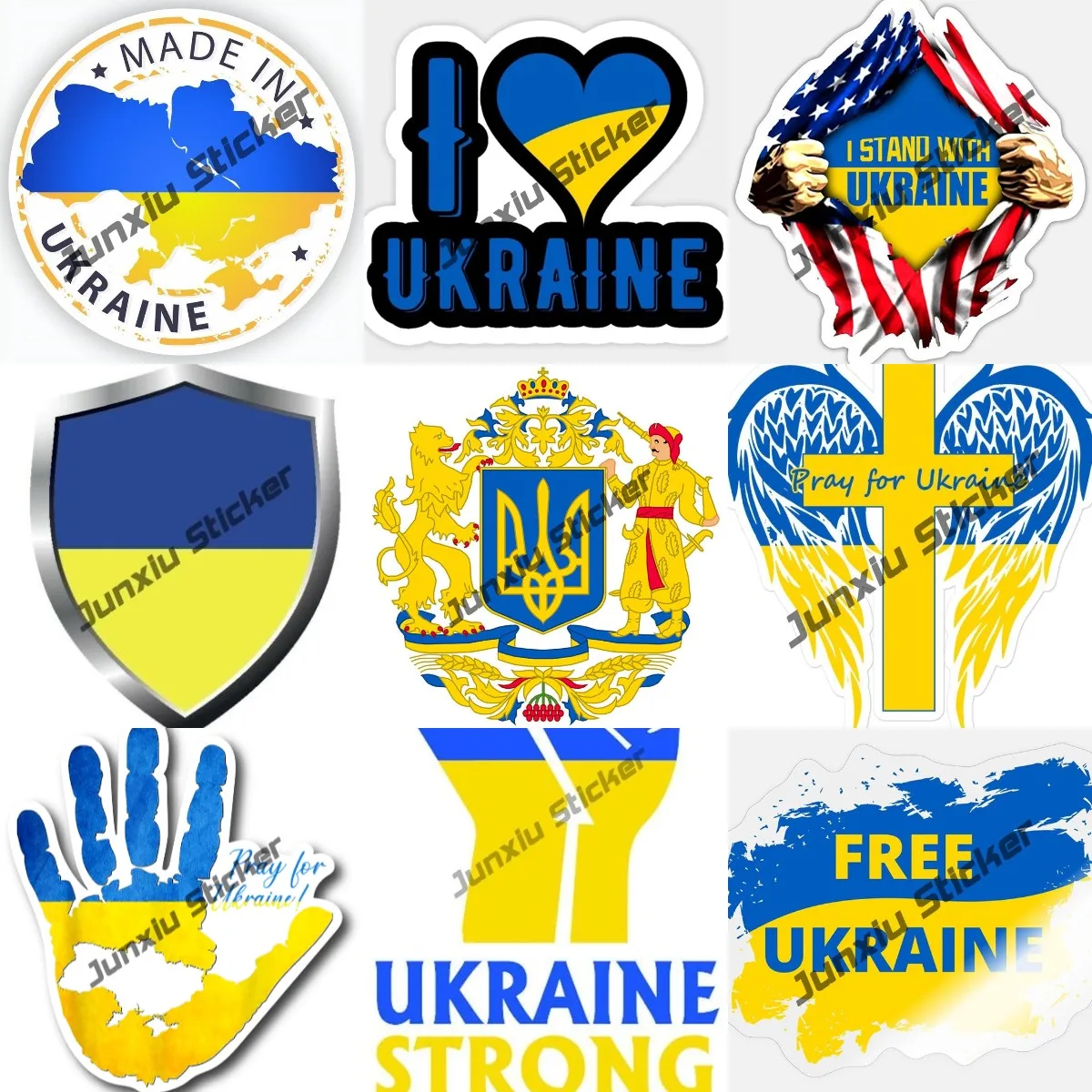 

Ukraine Tryzub Trident Ukrainian Flag Coat of Arms of Ukraine Decal Vinyl Sticker for Cars Truck SUV Van Window Laptop Decor