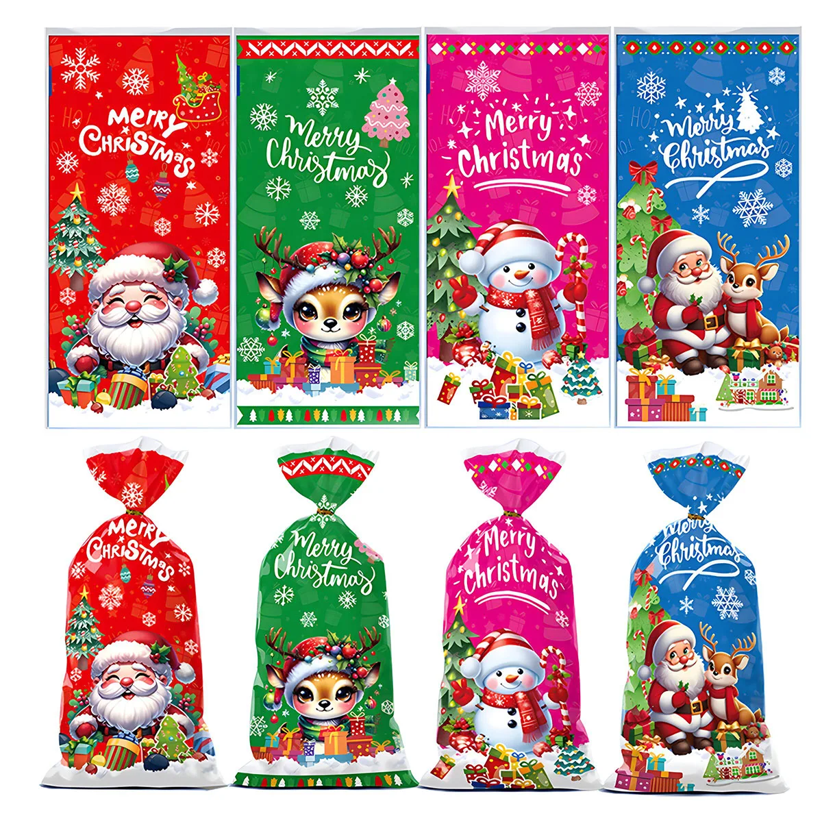 50 Шт. Рождественские Подарочные Пакеты Санта-клаус Снеговик Олени Праздничные
