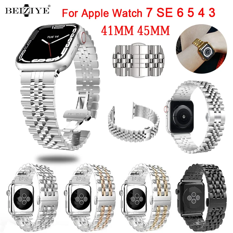 

Stainless Steel Watchband For Apple Watch 41mm 45mm 40mm 44mm 38mm 42mm Wristband Metal Bracelet For iWatch SE 7 6 5 4 3 Band