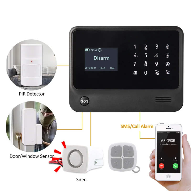 GS-G90B APP Control Wired Alarm Pet lmmune PIR Detector DIY Kit Plus WIFI GSM Alarm System Security Home GSM Alarme System