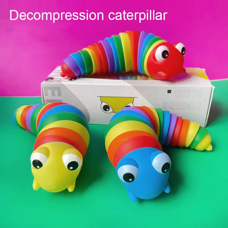 

Cartoon Caterpilla Fidget Toys Fingertip Worm Slug Relieve Stress Articulated 3D Printed Simulation For Children Kids Aldult Toy