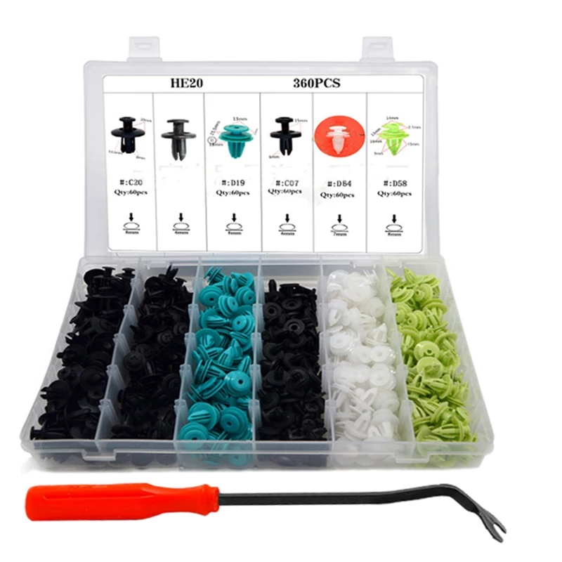 

360Pcs Car Body Retainers Car Door Card Panel Trim Clips Bumper Fastener Retainer Push Kit Auto Accessories