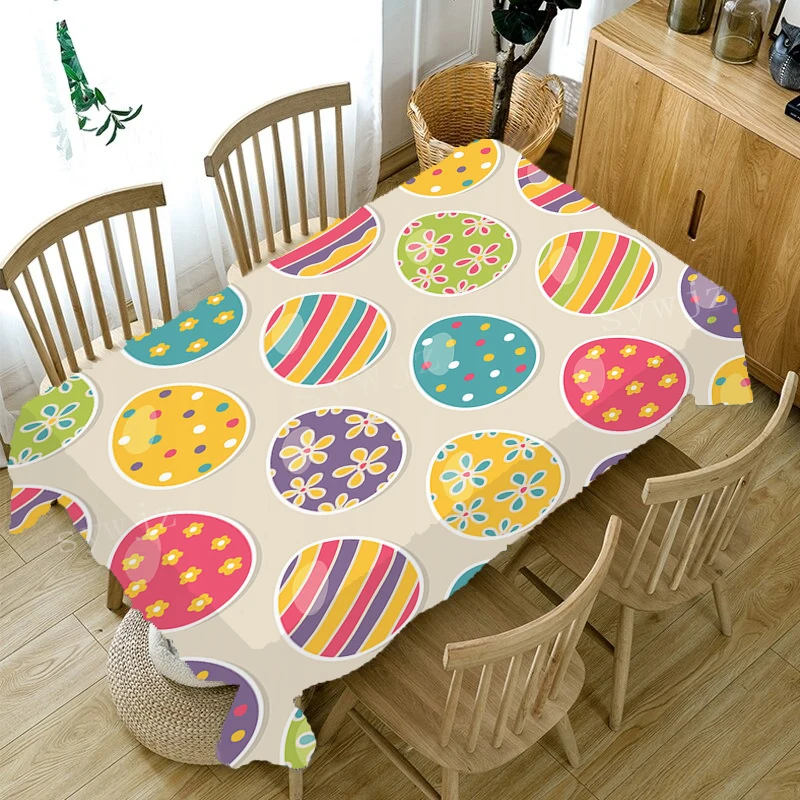 

New Egg Bunny Print Tablecloth Happy Easter Tablecloth Party Feast Table Holiday Decoration Rectangular Table Mat Accessories