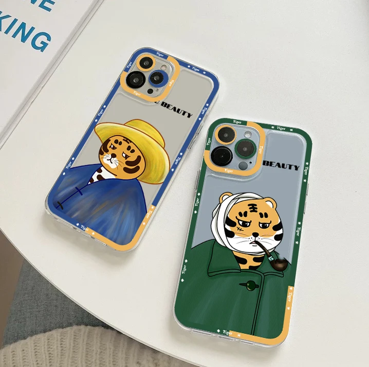 

Cartoon Fat Tiger Phone Case For iPhone 11 12 13 14 Mini Pro Max XR X XS TPU Clear Case For 8 7 6 Plus SE 2020
