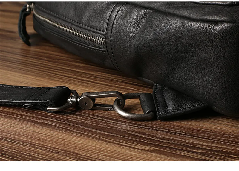 Casual high-quality first-layer cowhide men's black chest bag fashion outdoor luxury natural soft genuine leather crossbody bag