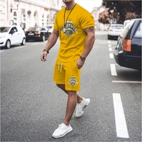 summer mens t shirts set two piece tracksuits y2k streetwear t shirt for men oversized male clothing short sleeves sweatshirts