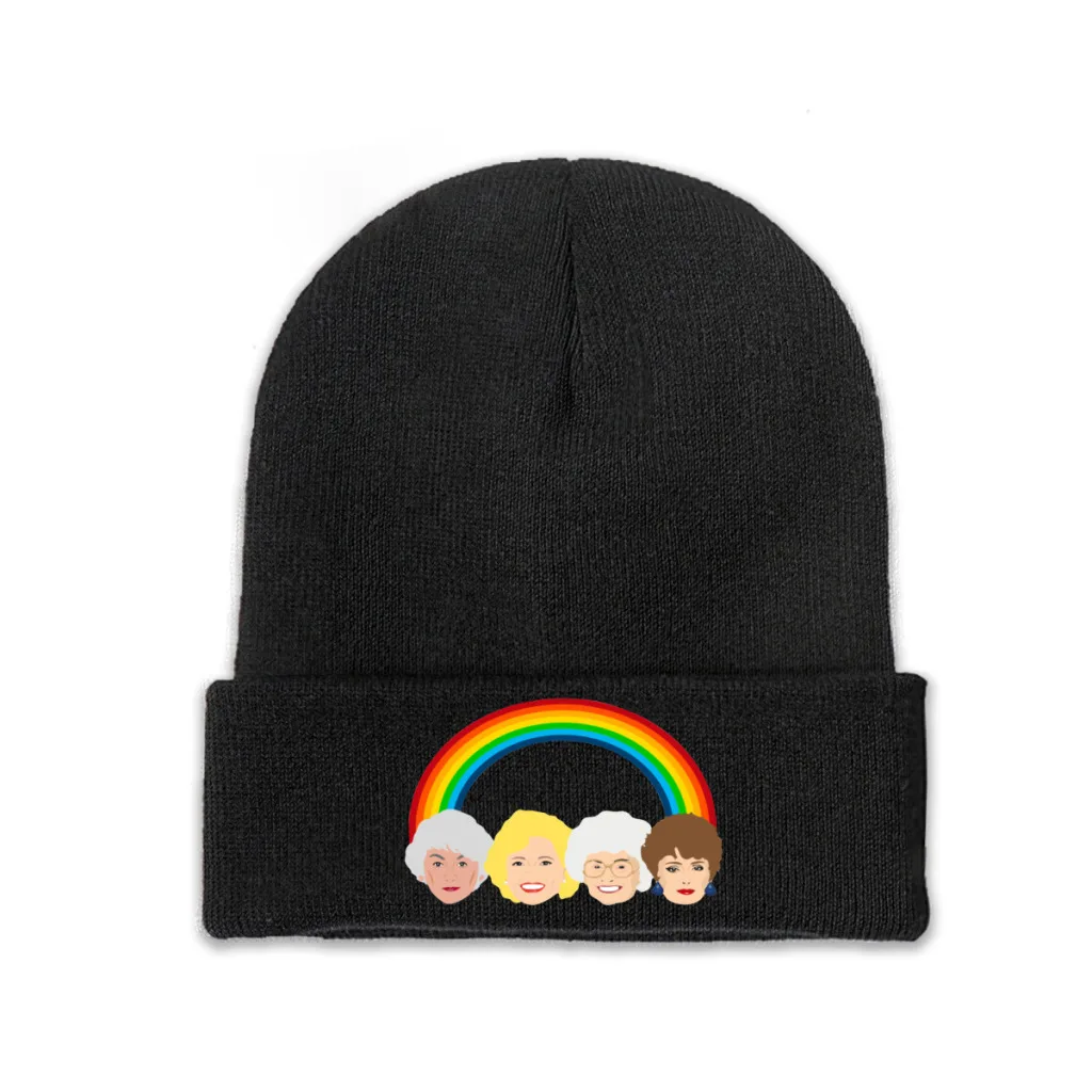 

The Golden Girls LGBT Pride Design Knitted Caps for Women Men Skullies Beanies Winter Hat 80s Friend TV Warm Cap