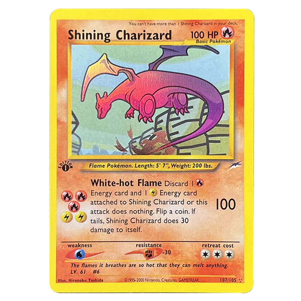Фото Прокси-карты PTCG Neo Destiny Shining Charizard Shining Kabutops Light Dragonite Dark Espeon Dark Gengar TCG DIY Card Подарки №2