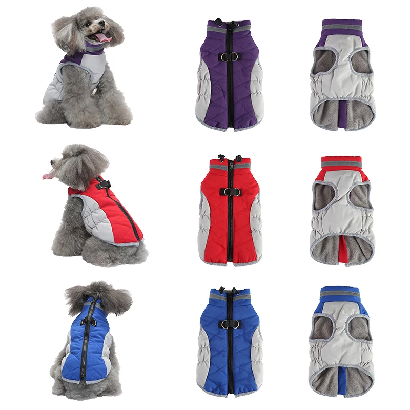 

Winter Slim Fit D-Button Jacket Dog Clothes Zipper Chest Back Warm Fleece Big Dog Coat Waterproof Pet Coat With Puppy Clothing