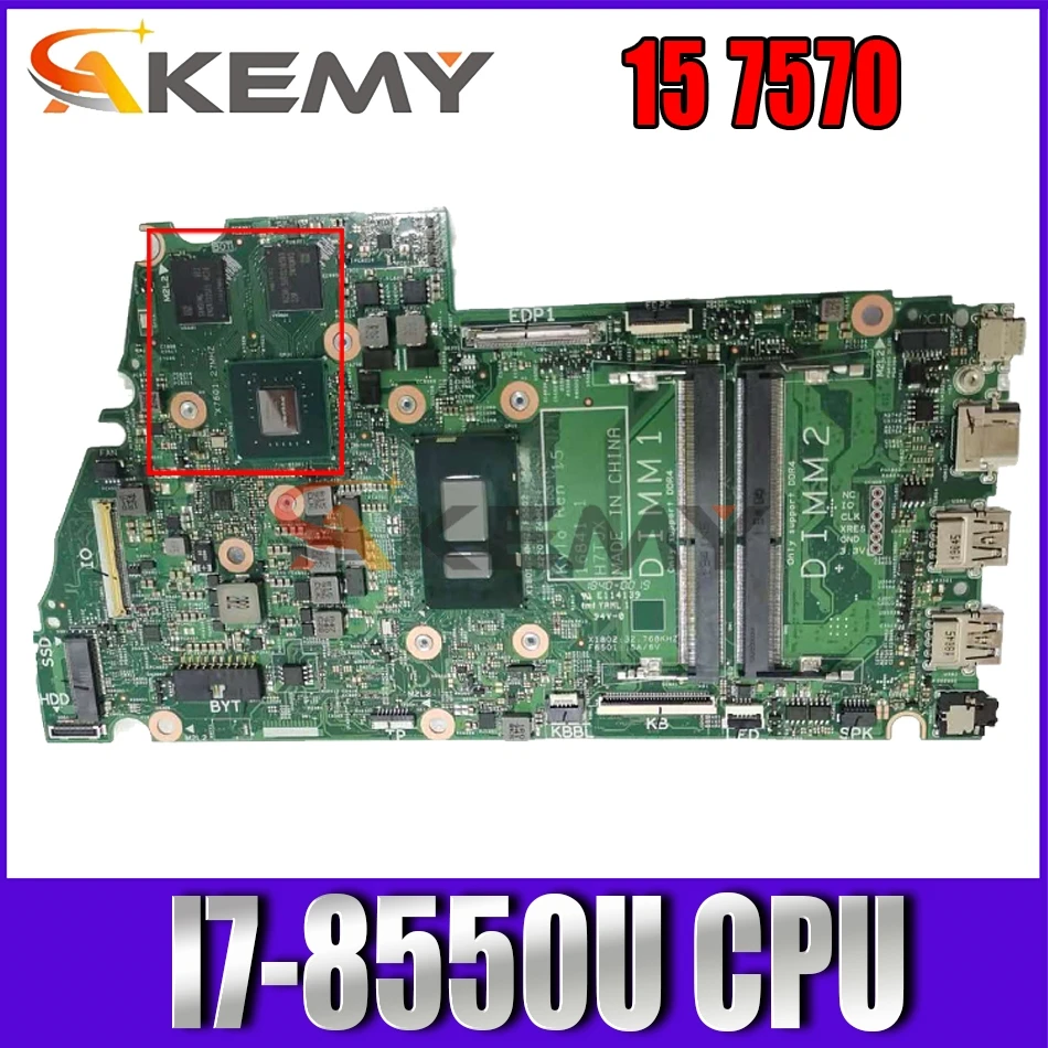 

Free shipping For Inspiron 15 7570 Laptop motherboard CN-0MJCYX 0MJCYX MJCYX 16841-1M With SR3LC I7-8550U CPU working well
