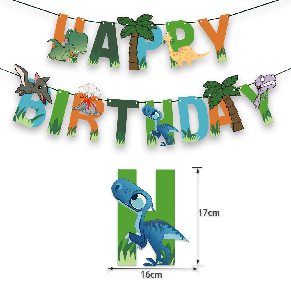 

Dinosaur Theme Party Decoration Paper Flag Banner Dinosaur Birthday Letter Pull Flag Birthday Party Decoration