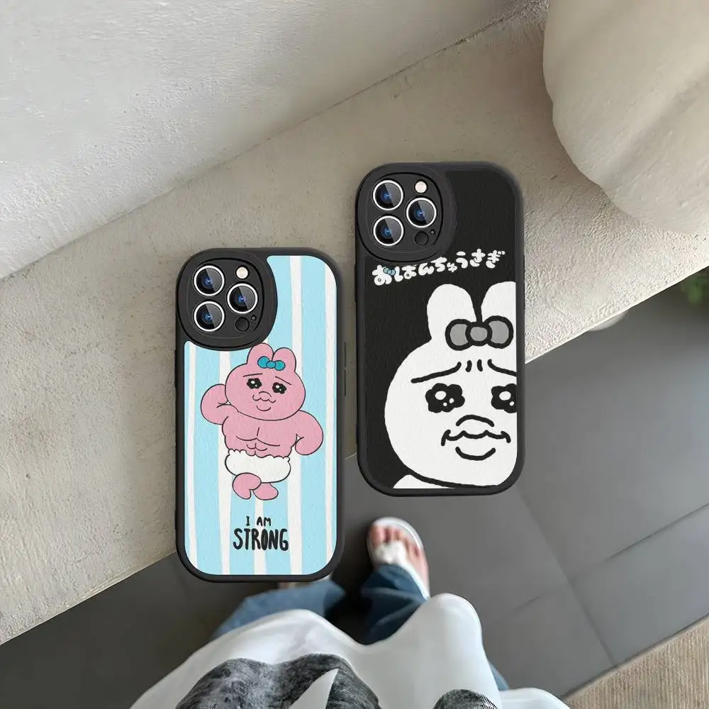 Кожаный чехол для телефона с персонажами O-Opanchu U-Usagi для iPhone 15, 14, 13 Pro Max, 12, 11, 16 Plus (art.: 3920dc8e45f41) - 3920dc8e45f41