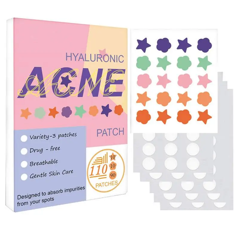 

Face Blemish Patches Colorful Pimple Dot Care 110 Dots Absorbing All Day Skin Blemish Care With Hydrocolloid Oil Absorbing