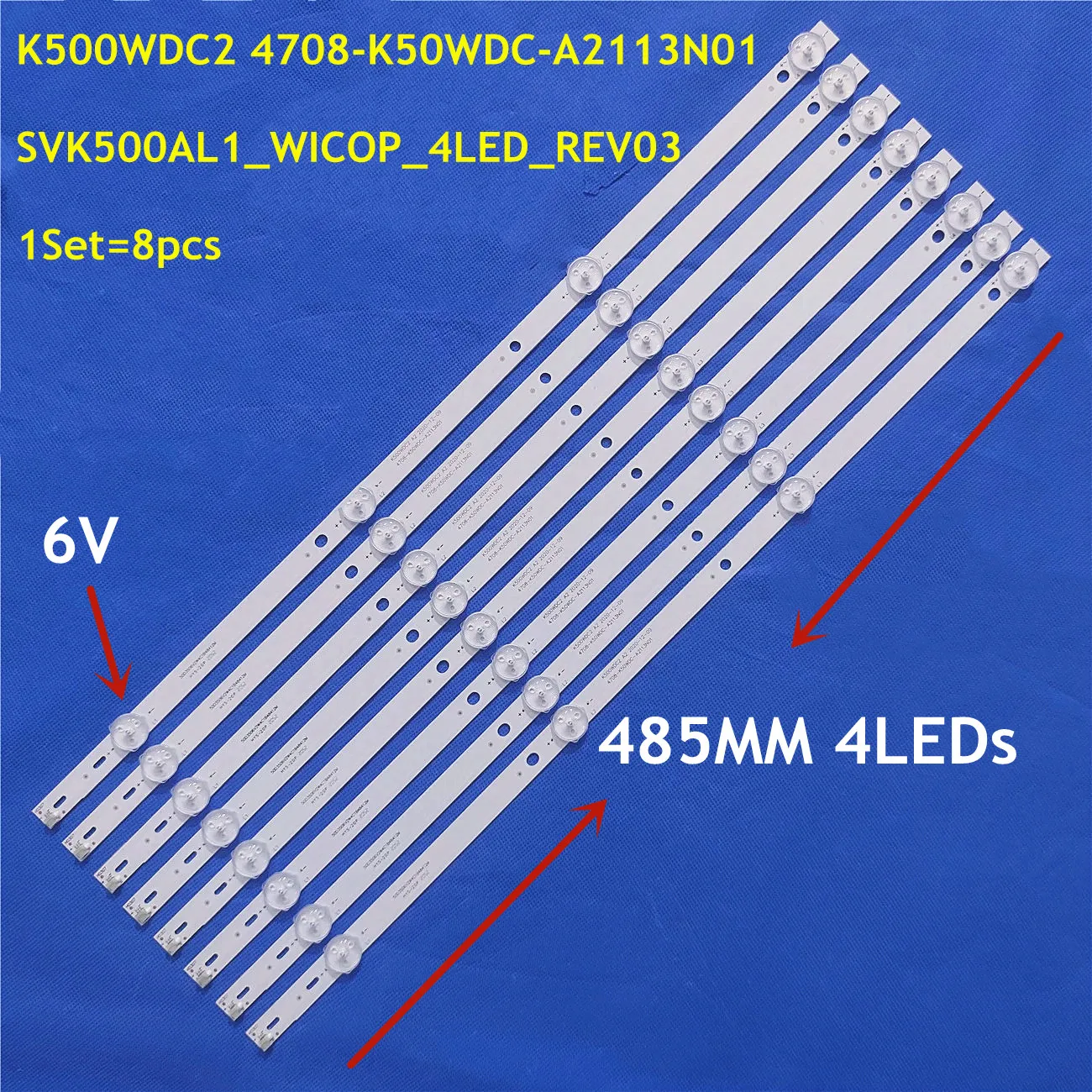 

New 8 PCS/set LED Backlight Strip For P50FN0117K P50FN117K K500WDC2 K500WDC2178059 4708-K50WDC-A2113N01