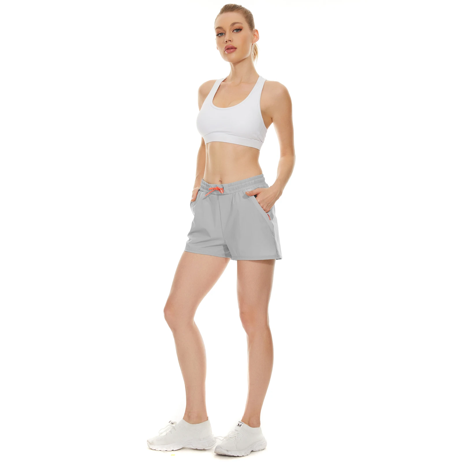 Women 2022 Gym Yoga Shorts with Zipper Pocket Fitness Running Workout Quick Dry Short Spandex Athletic Pants Women Sport Short