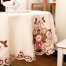 Proud Rose Elegant Round Table Cloth Fashion Embroidery Fabric Art Tablecloth Modern Rural Style Round Tablecloth free shipping (4)