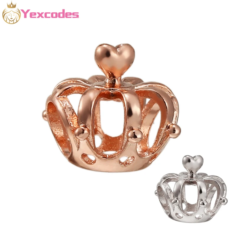 

Yexcodes 2Pcs/lot Minimalist Charm DIY Hollow Crown Beads for Men and Women Bracelet Bangles Brand Jewelry Gifts