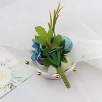 xh004 simple wedding accessories plastic leaf cloth flower ribbon corsage brides bridesmaid groom groomsman boutonnieres