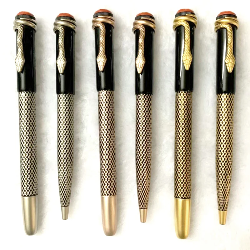 

MSS Inheritance Series Metallic Net Design MB Rollerball Ballpoint Pen with Exquisite Snake Clip Writing Smooth Red&Black