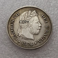 1874 carolus vii rey de las espanas copy coin