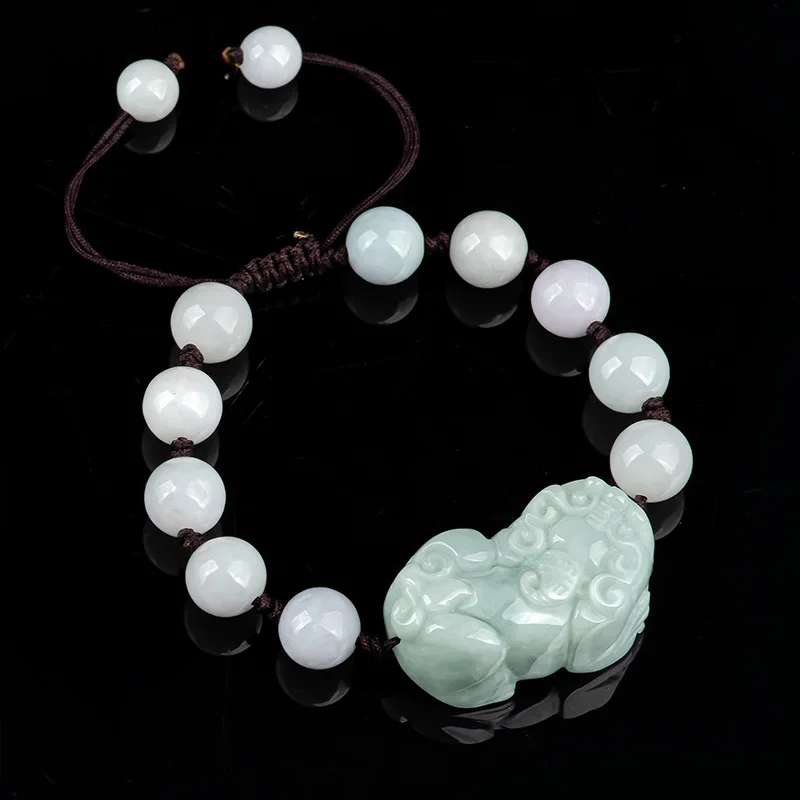 

Genuine Myanmar Jadeite With Certificate Burma Jade Fengshui Pixiu Charms Wealth And Protection Bracelet Adjustable Men Women