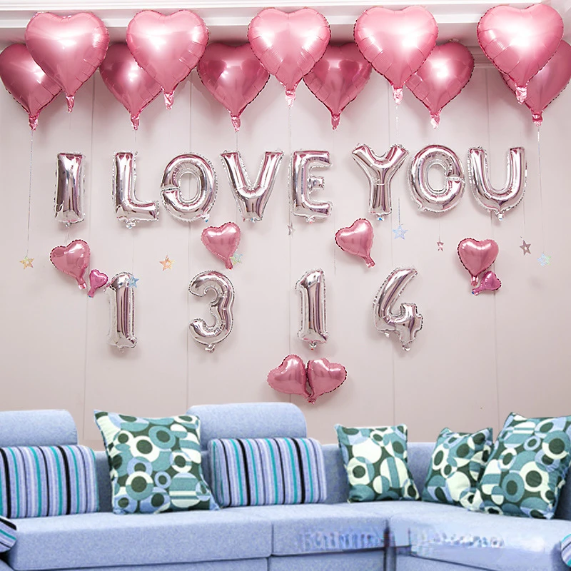 Wedding Room Wedding Decoration Layout Aluminum Film Balloon Wedding Letter Balloon Valentine's Day Decoration Dalloon Set