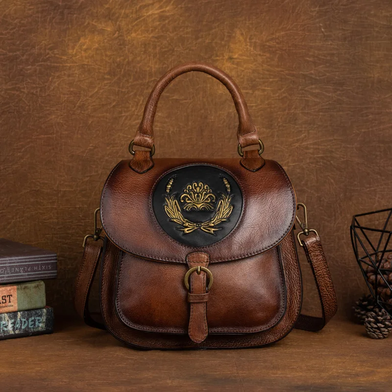 

Женская сумка на плечо из натуральной кожи, в стиле ретро