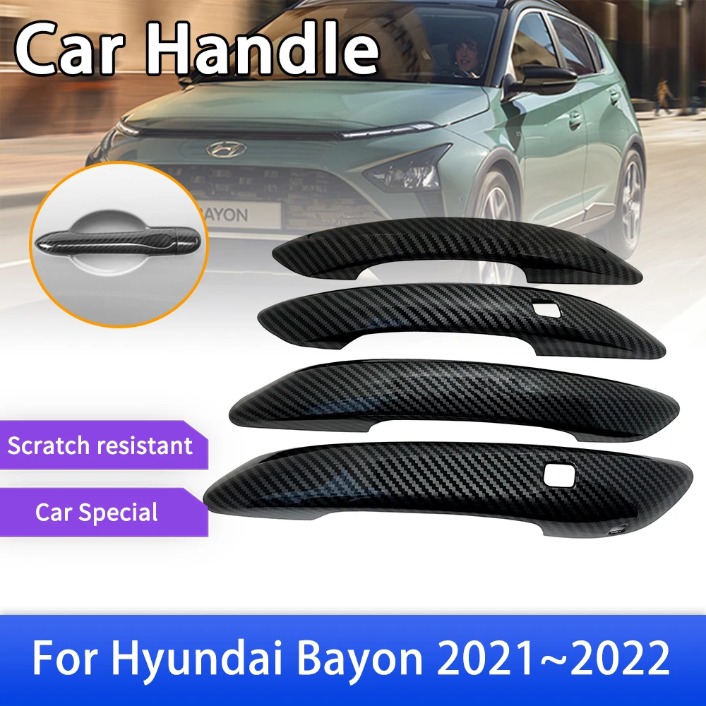 

Умная крышка дверной ручки из углеродного волокна для Hyundai Bayon BC3 CUV 2021 2022, внешние аксессуары для автомобиля, декоративные наклейки, отделка