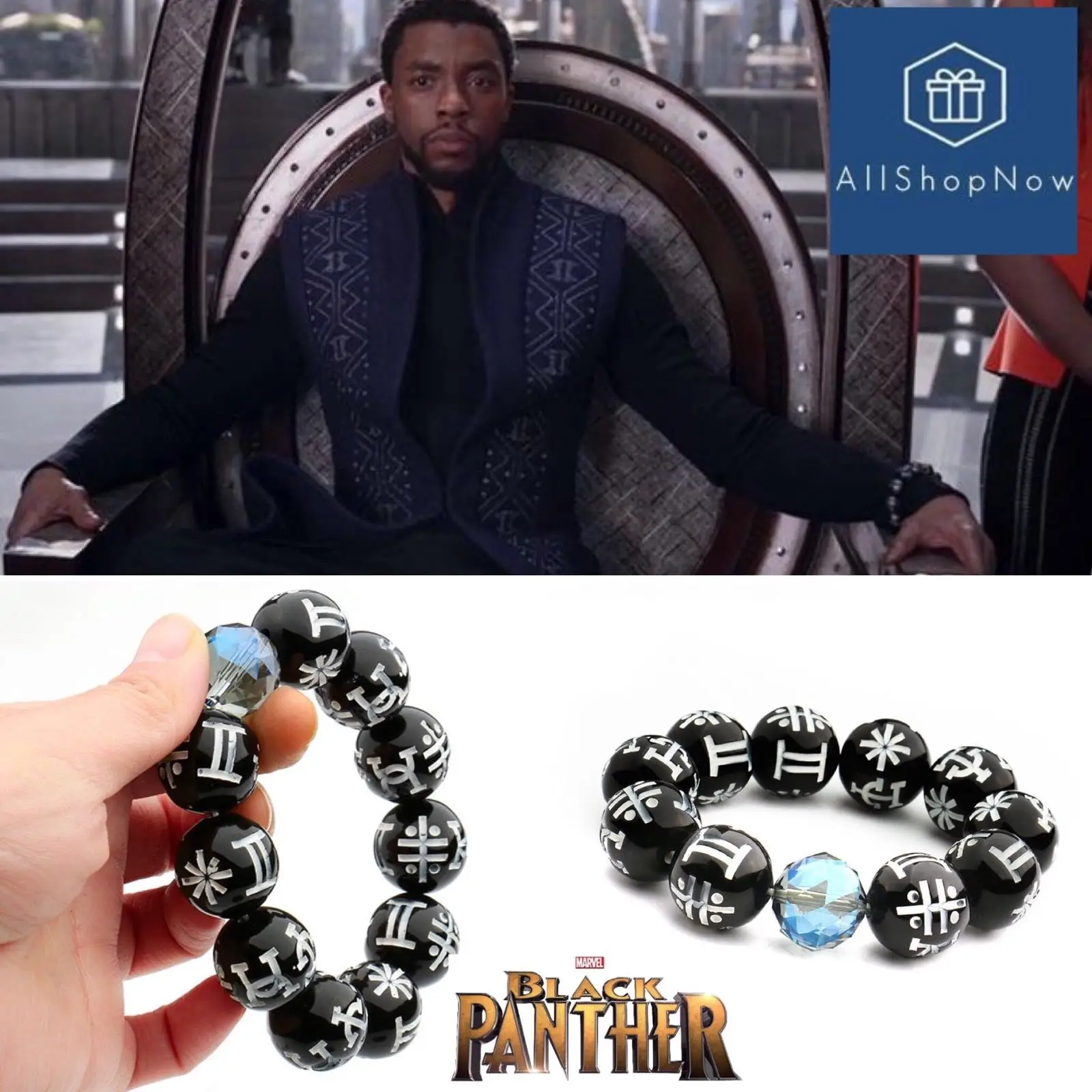 

Wakanda Forever Bracelet Cosplay Marvel Superhero BlackPanther Beads Bangle Jewelry Accessories for Fans Gifts