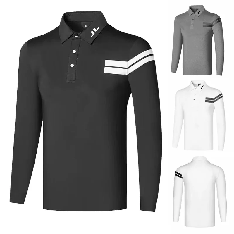 2022 Golf Clothing Men's Long Sleeve Clothes Wear Outdoor Sports Casual Breathable Moisture Wicking Bottom Top Golf Shirts Black