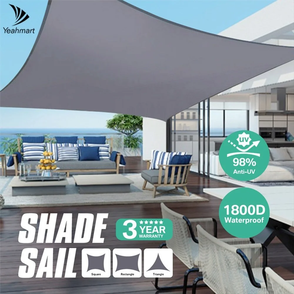

280GSM Grey Oxford Awnings Shade Sail Waterproof Square/Triangle 98%UV Protection Sunshade Cloth Outdoor Garden Canopy